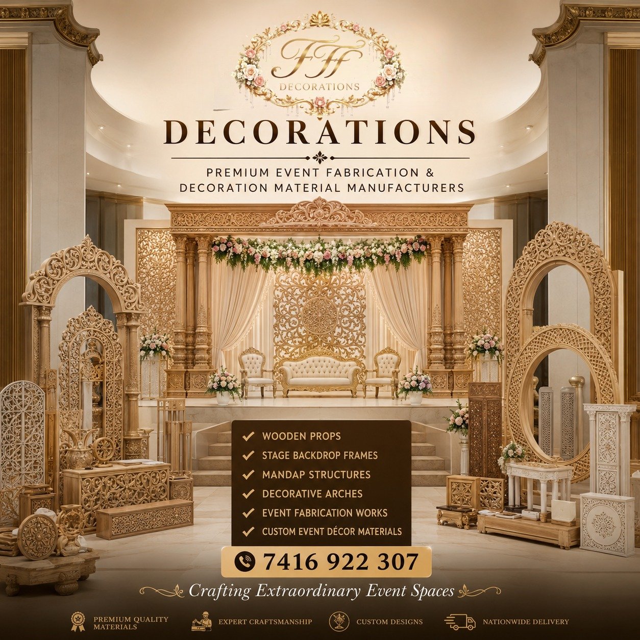 Royal Wedding Stage Decoration Props Company Hyderabad